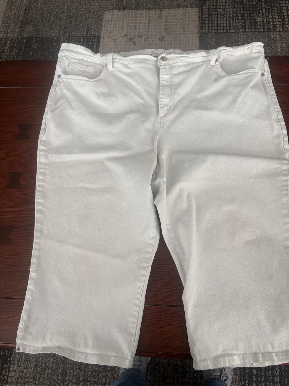 White capris, Amanda jeans , see picture of light blue on bottom of leg